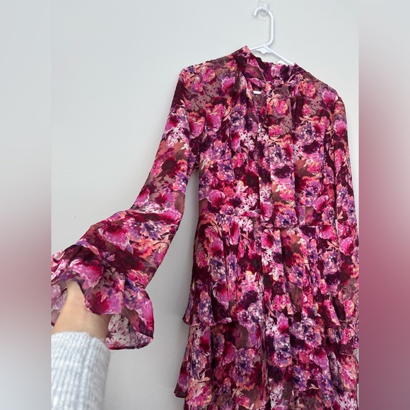 $1080 MIKAEL AGHAL Floral Maxi Dress Fucsia Color Size 6 NWT - Picture 6 of 15